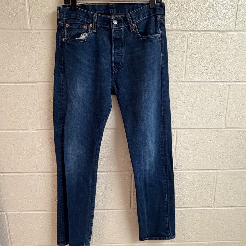 Levi's Mens 501 Original Fit Straight Leg Jeans 30x32 Blue Denim Button Fly Fade